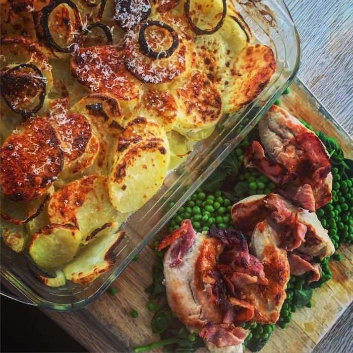 Kartoffelgratin mit Hähnchen