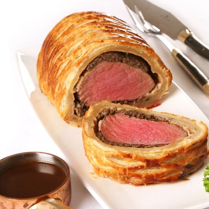 Rindfleisch mit Pilz- und Schinkenmantel