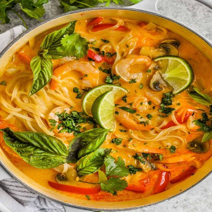 Thailändischer Kokos- und Gemüsebrühe