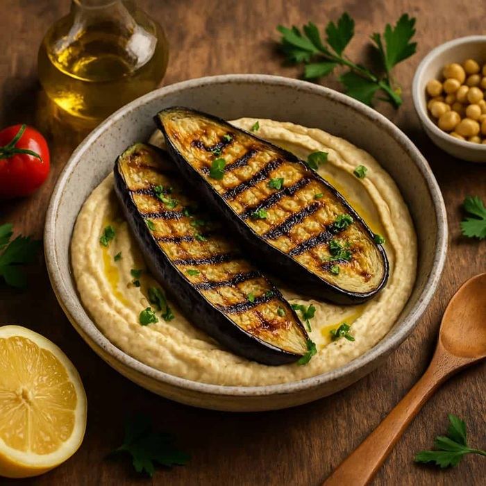 Auberginen-Hummus-Grills